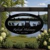 Metal lake fish Sign, LAKE DOCK fish sign , lake sign customized with your name
