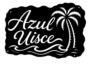 Custom Sign Azul Visce in Corten Steel with standoffs