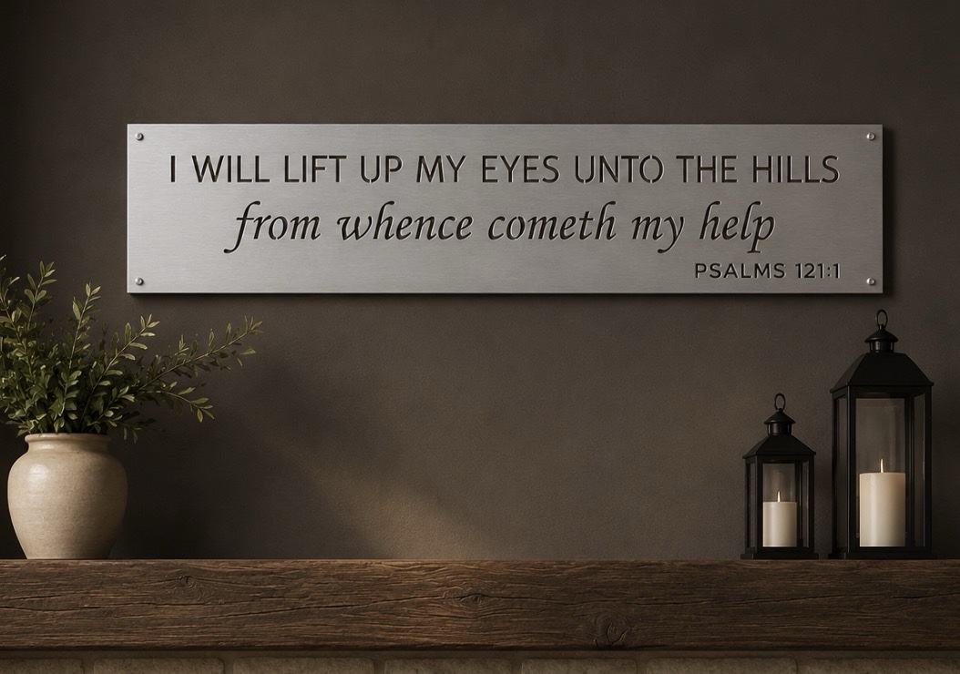 I Will Lift Up My Eyes unto the Hills metal plaque