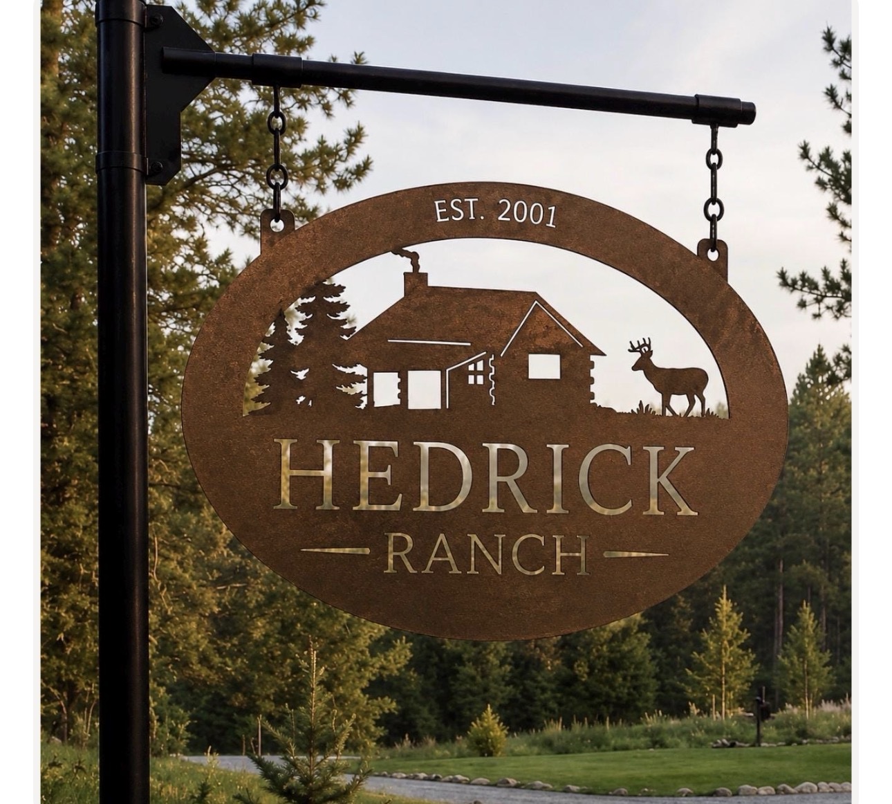 Metal CABIN SIGN Cabin Deer sign Buck Cabin Custom Cabin Deer Sign Metal Laser Cut Design Personalized Name Plaque Family Established Date Rustic Hunting Lodge Entrance Marker Wildlife