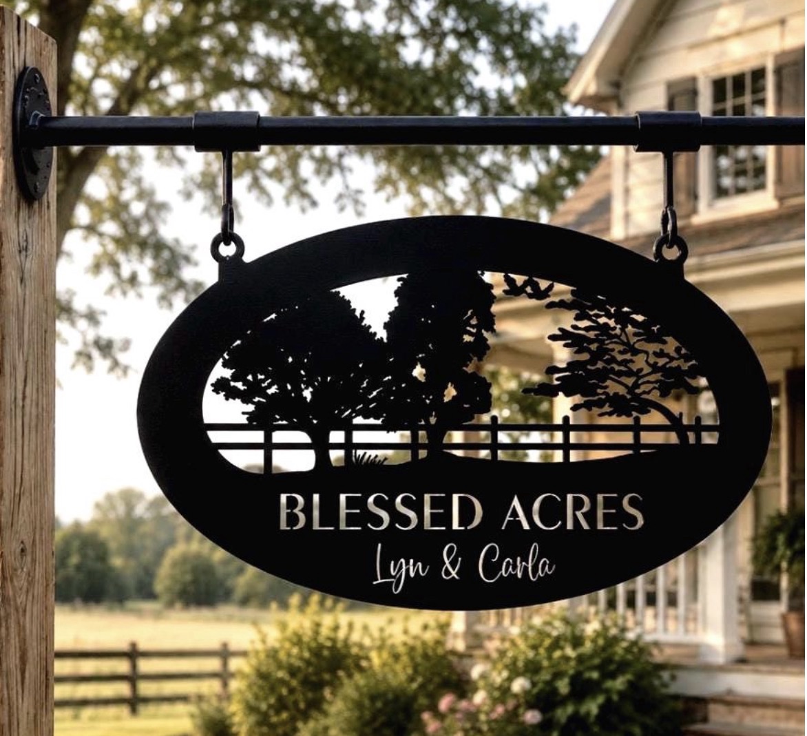 Custom Metal Sign Personalized Entrance Marker Rustic Ranch Nameplate Maple Tree Plaque Oak Farm Sign Fence Outdoor Driveway Name oak tree fence customized with your name - Image 5