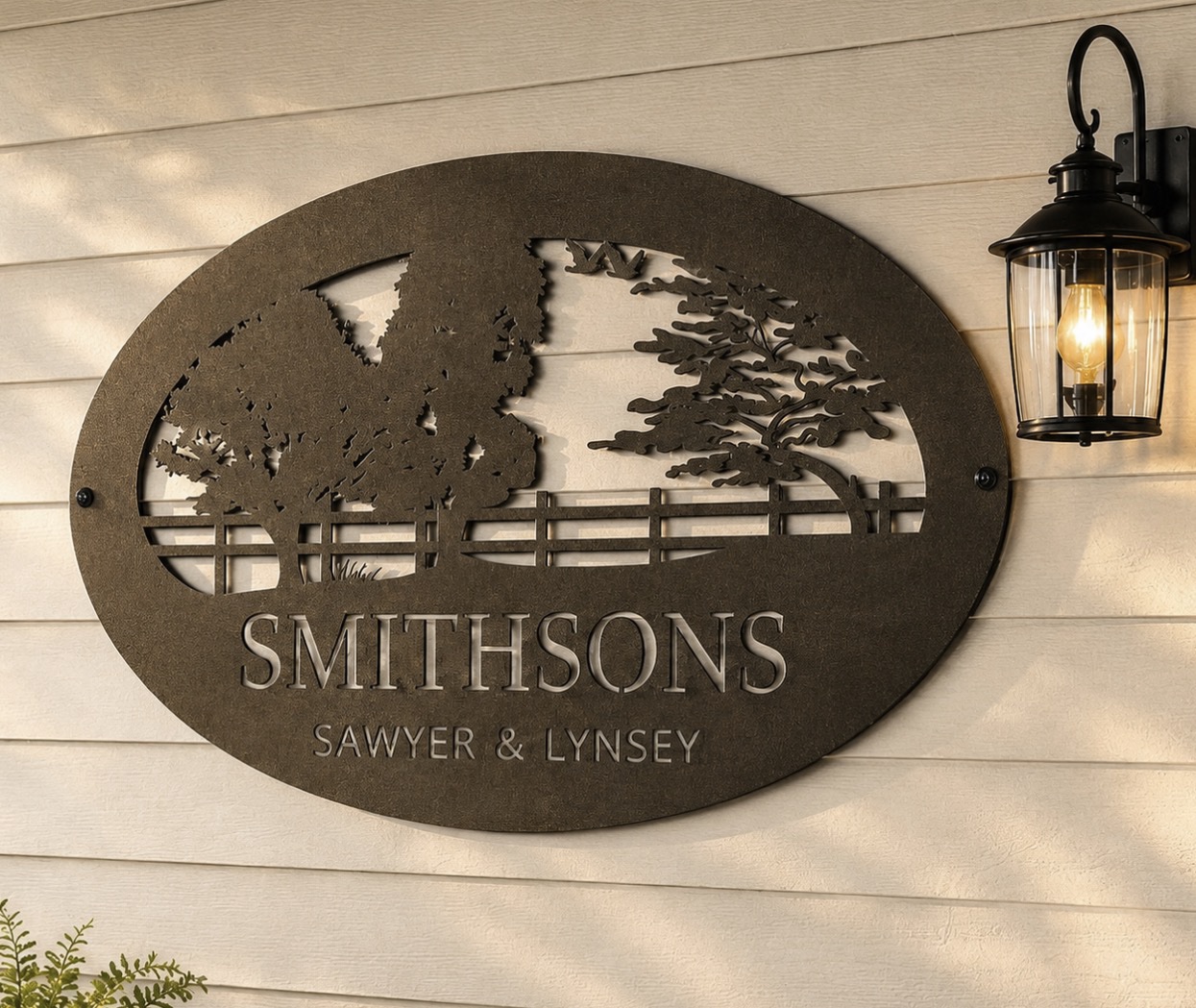 Custom Metal Sign Personalized Entrance Marker Rustic Ranch Nameplate Maple Tree Plaque Oak Farm Sign Fence Outdoor Driveway Name oak tree fence customized with your name - Image 2