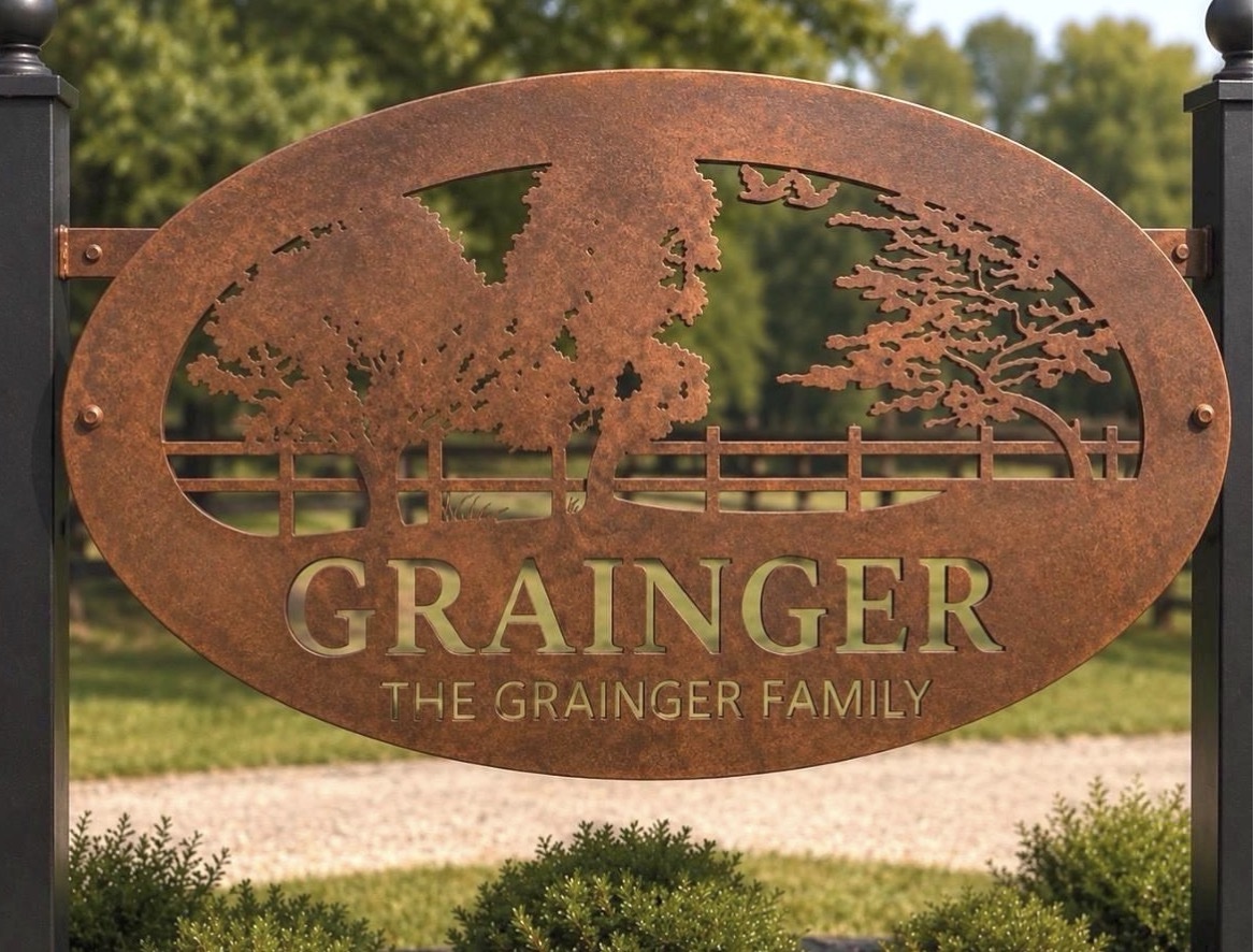 Custom Metal Sign Personalized Entrance Marker Rustic Ranch Nameplate Maple Tree Plaque Oak Farm Sign Fence Outdoor Driveway Name oak tree fence customized with your name - Image 3