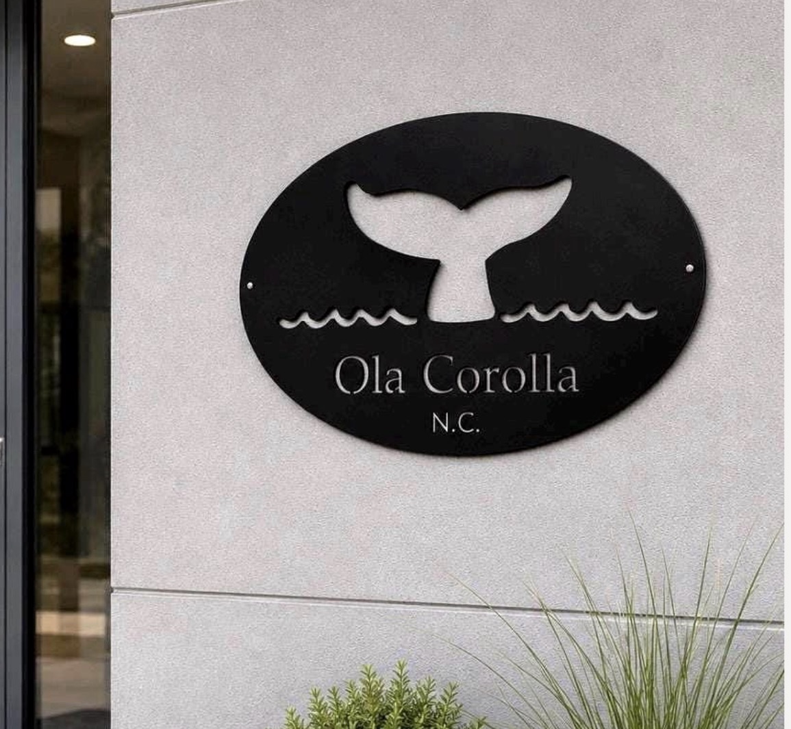 Metal sign with address coastal theme whale sign dolphin address - Image 3