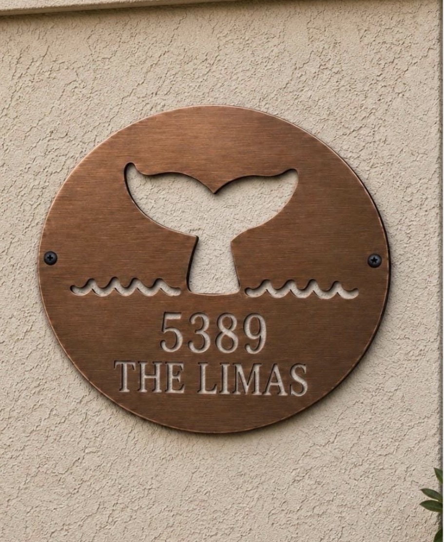 Metal sign with address coastal theme whale sign dolphin address - Image 4
