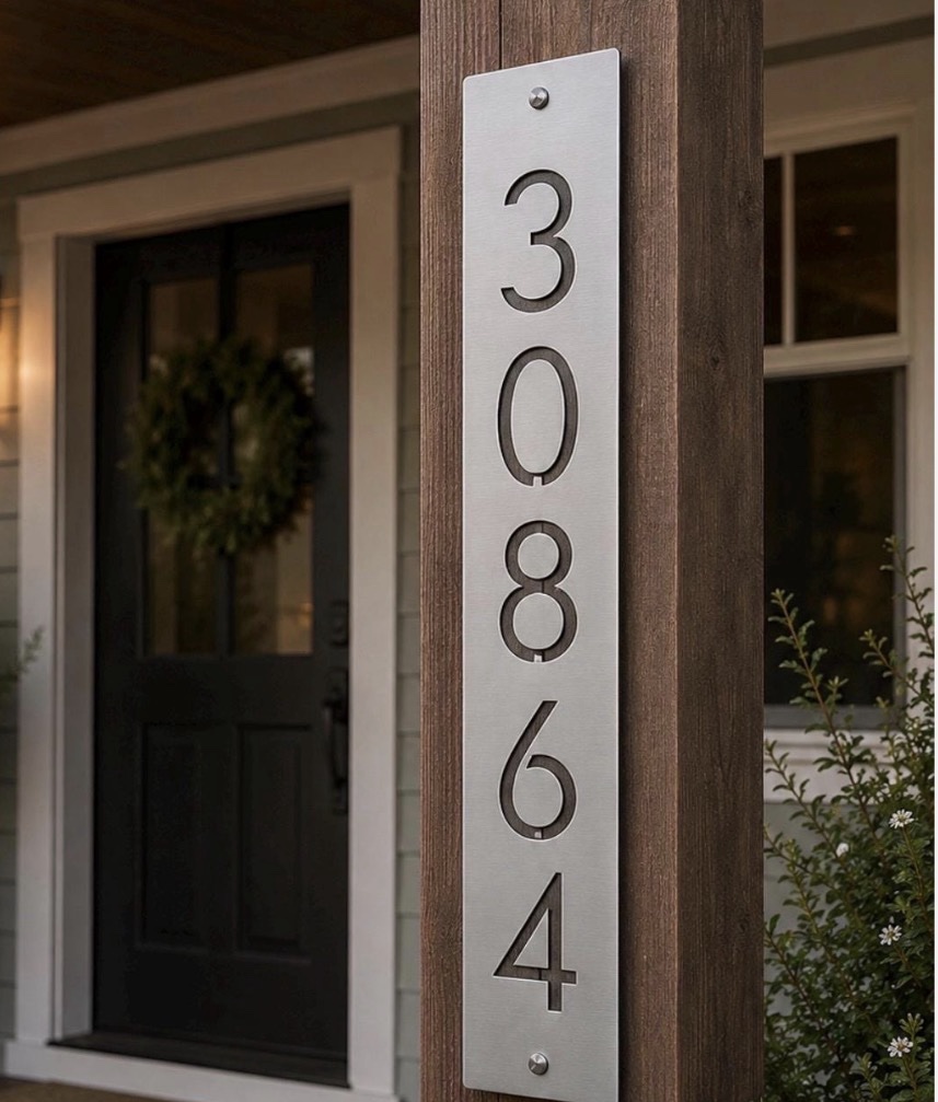 Metal House Number Modern Vertical Address Sign Custom Outdoor Plaque Modern Home Entrance Wall Mounted Door Marker Personalized - Image 2