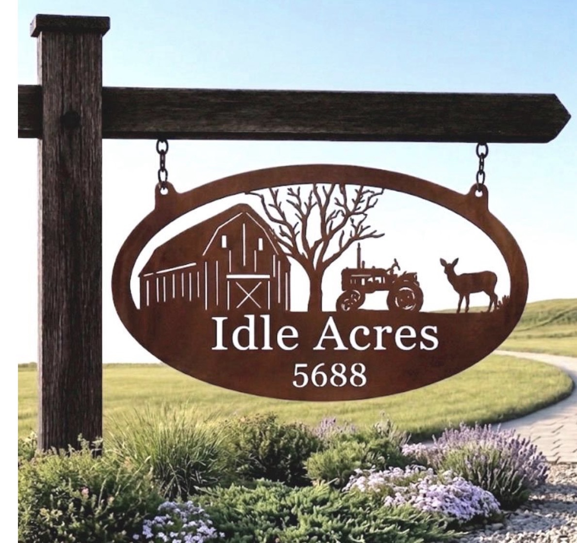 Custom Farm Sign Tractor Barn Deer Ranch Entrance Metal Hubby Christmas Gift Dad Grandparent Gift Personalized Name Established Date Outdoor