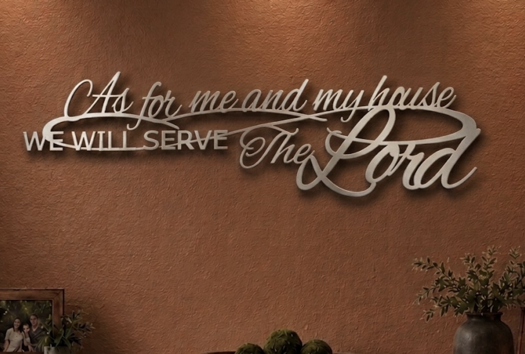 Christian Wall Words Metal Art Wall Decor As for me and my house Mottos Bible Verse Scripture Sign Religious Home Hanging Faith Quote - Image 2