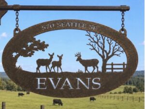 Personalized Metal Sign Ranch Address Buck doe fawn Marker deer sign