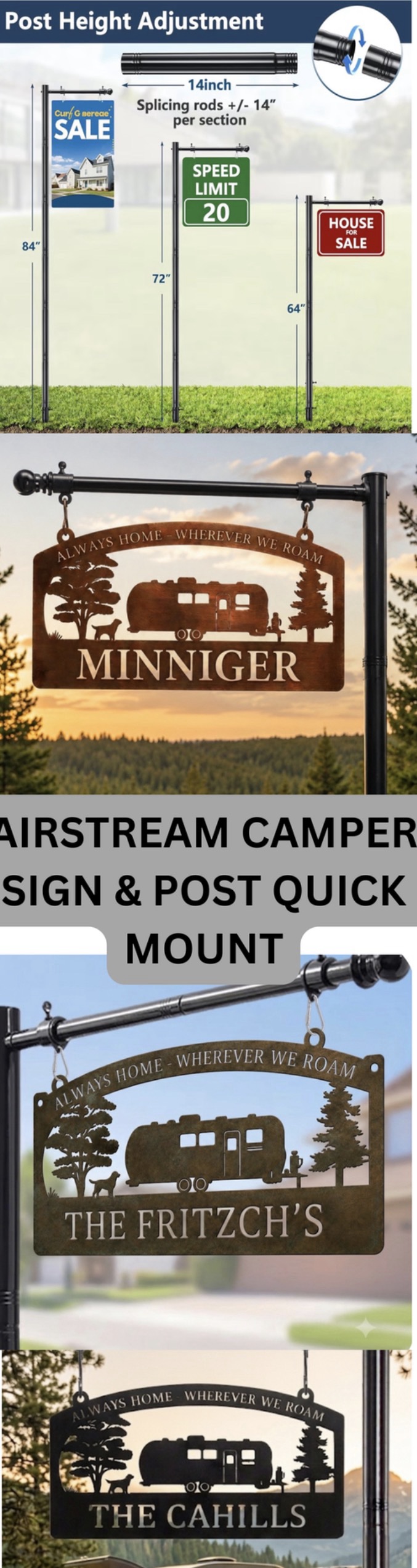 Metal Airstream camper sign Campground Name plaque RV personalized - Image 11
