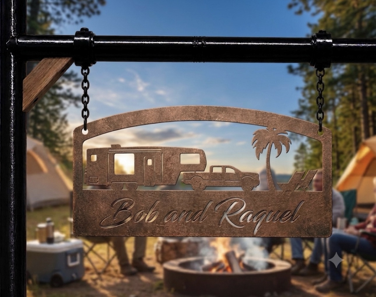 Palm tree camper sign metal camper sign personalized campground palm tree RV sign - Image 3