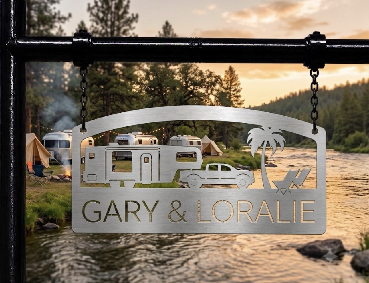 Palm tree camper sign metal camper sign personalized campground palm tree RV sign - Image 2