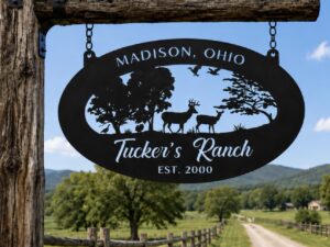 Metal Wildlife Sign Buck Turkey Hunter Deer dad Gift Personalized Name Custom Entrance Ranch Driveway Welcome Marker Rustic Cabin Outdoor Display