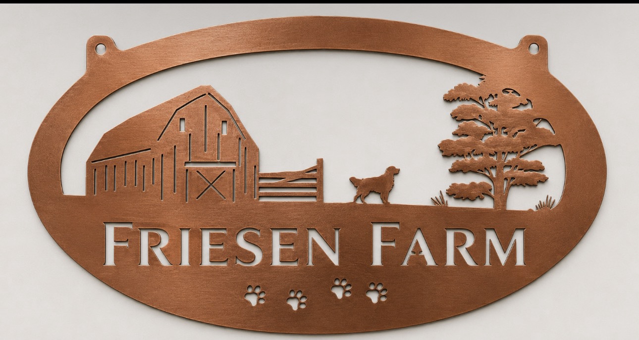 Metal FARM Sign with Barn and Dogs - Image 2