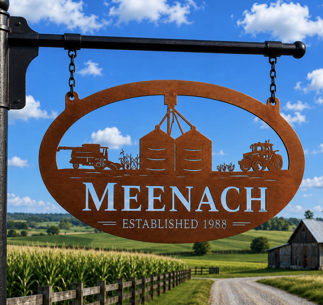 Wheat FARM SIGN Grain bin Plaque Personalized Tractor Address Combine Track tractor