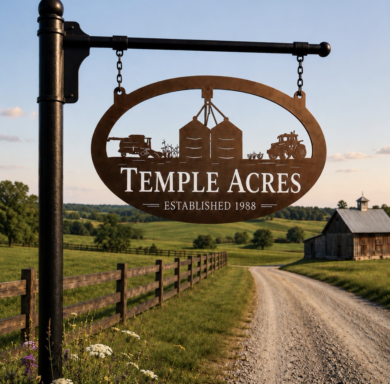 Wheat FARM SIGN Grain bin Plaque Personalized Tractor Address Combine Track tractor - Image 2