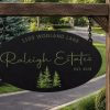 Personalized Sign Evergreen Tree Custom Door Plaque Oval Metal Address Sign Outdoor Family Name Marker Entrance Rustic Home Wall Art Gift