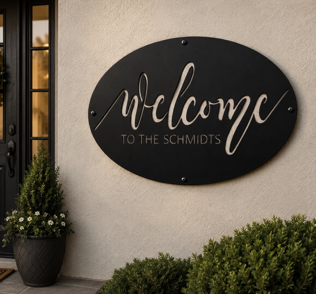 Metal OVAL Welcome to our Home SIGN - Image 2