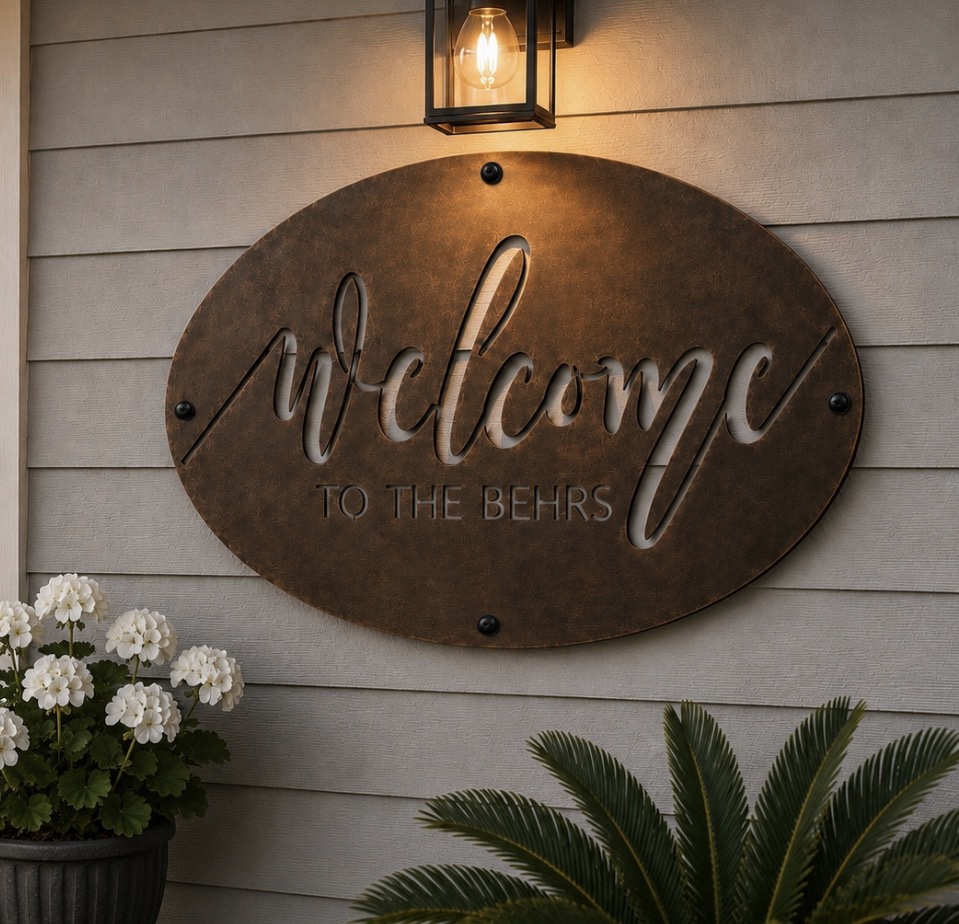 Metal OVAL Welcome to our Home SIGN - Image 3