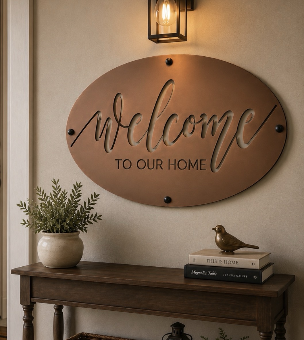 Metal OVAL Welcome to our Home SIGN - Image 4