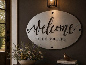 Metal OVAL Welcome to our Home SIGN