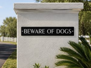 Metal Beware of Dogs sign