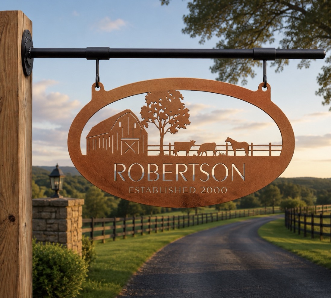 Metal Farm Sign, Barn, Cow, Horse, fence sign - Image 3