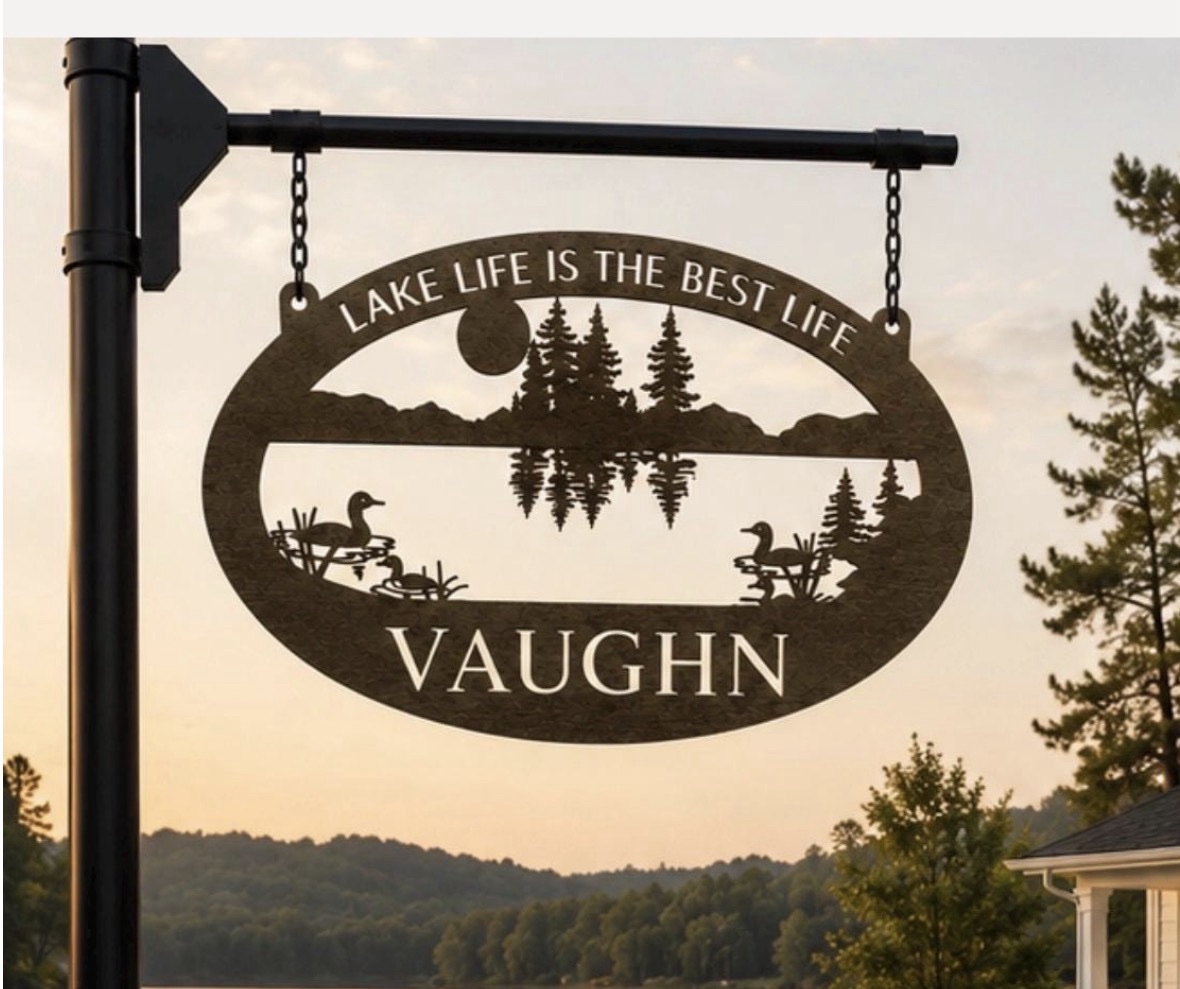 Metal lake loon Sign , camping lake sign , lake sign with reflection customized with your name - Image 2