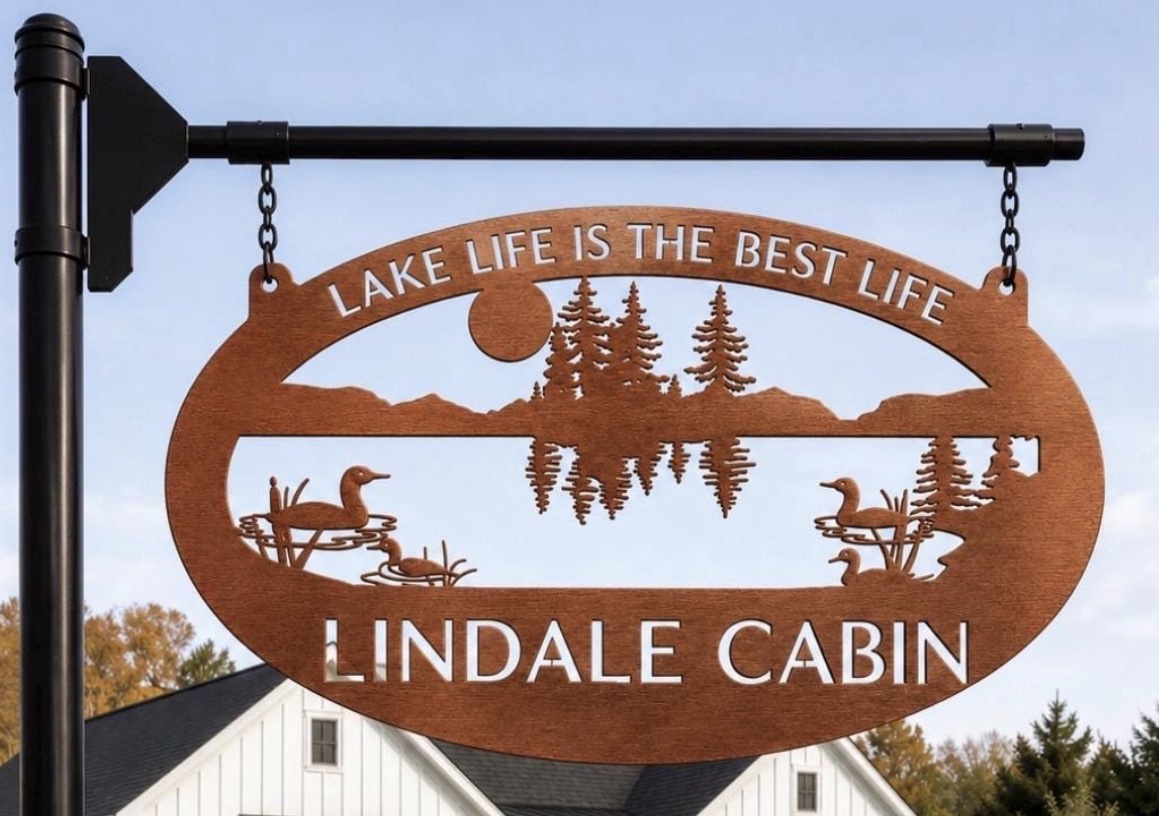 Metal lake loon Sign , camping lake sign , lake sign with reflection customized with your name - Image 3
