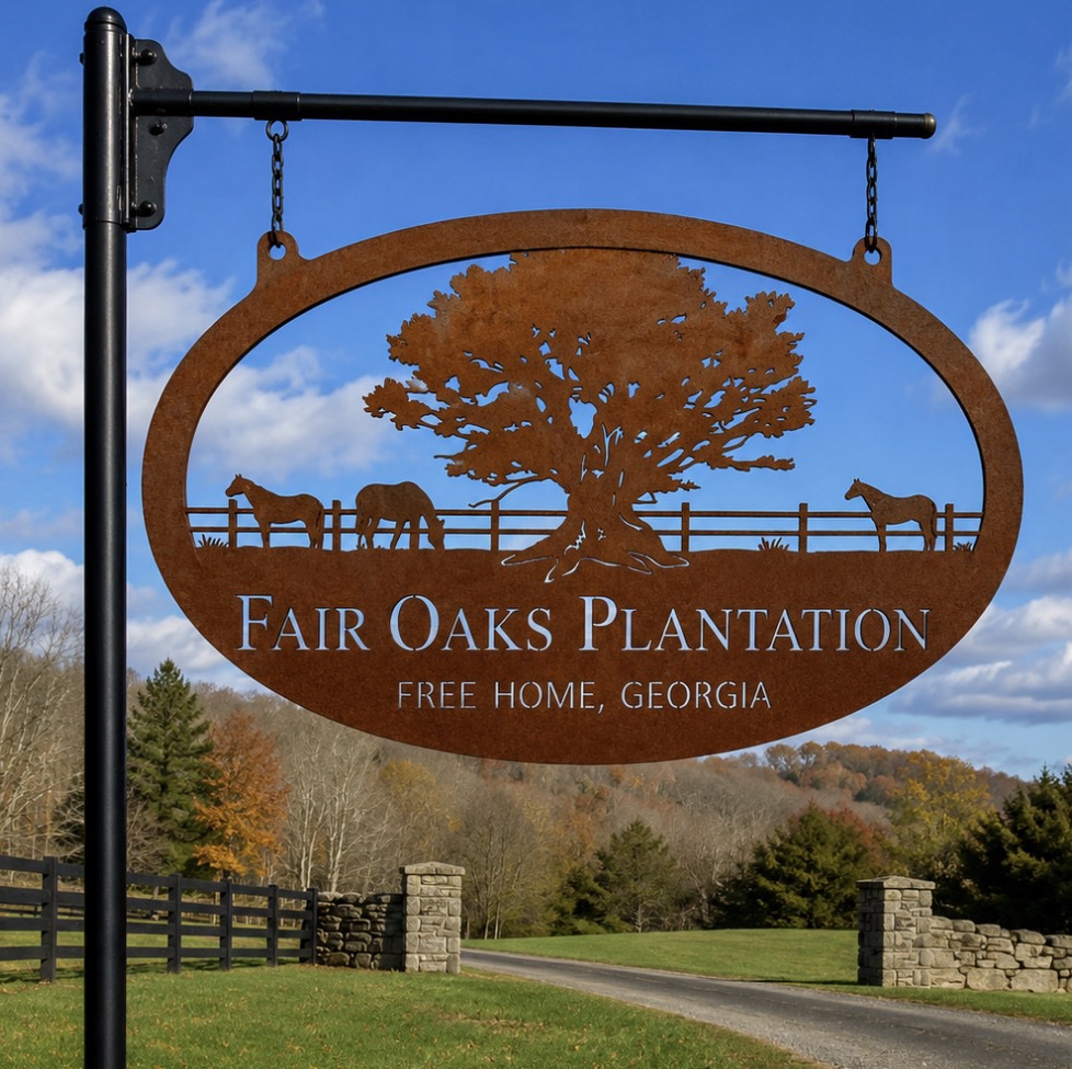 Metal HORSES in Pasture or Cows in pasture sign Large Oak tree - Image 2