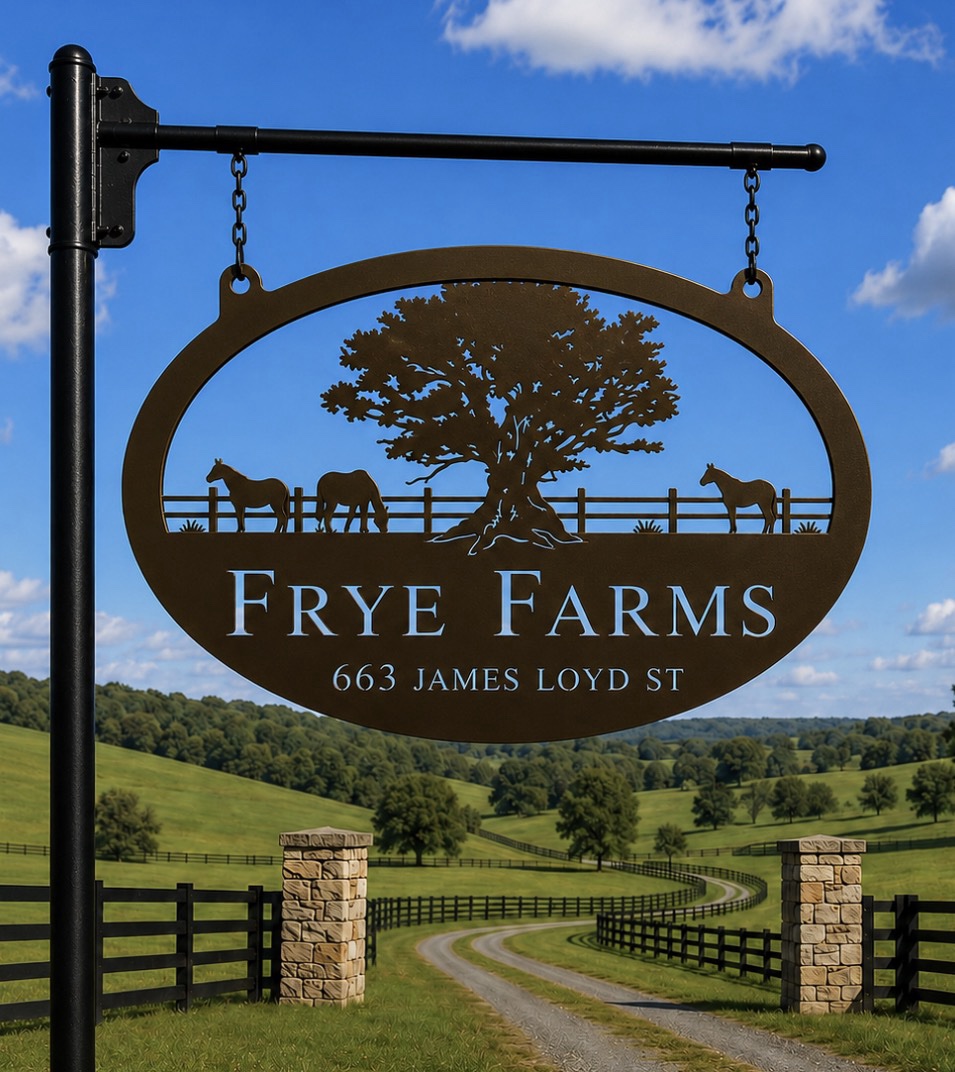 Metal HORSES in Pasture or Cows in pasture sign Large Oak tree - Image 4