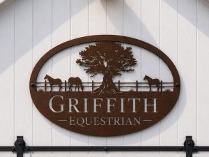 Metal HORSES in Pasture or Cows in pasture sign Large Oak tree