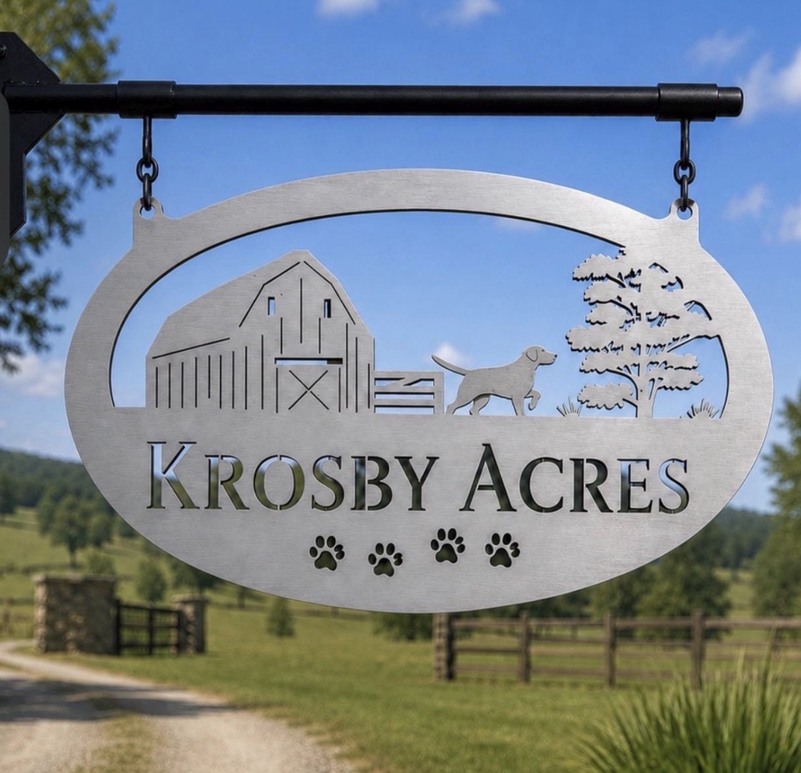Metal FARM Sign with Barn and Dogs - Image 3