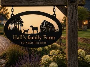 Metal FARM Sign, Barn HORSE Dog sign, gift for dad, farm personal sign
