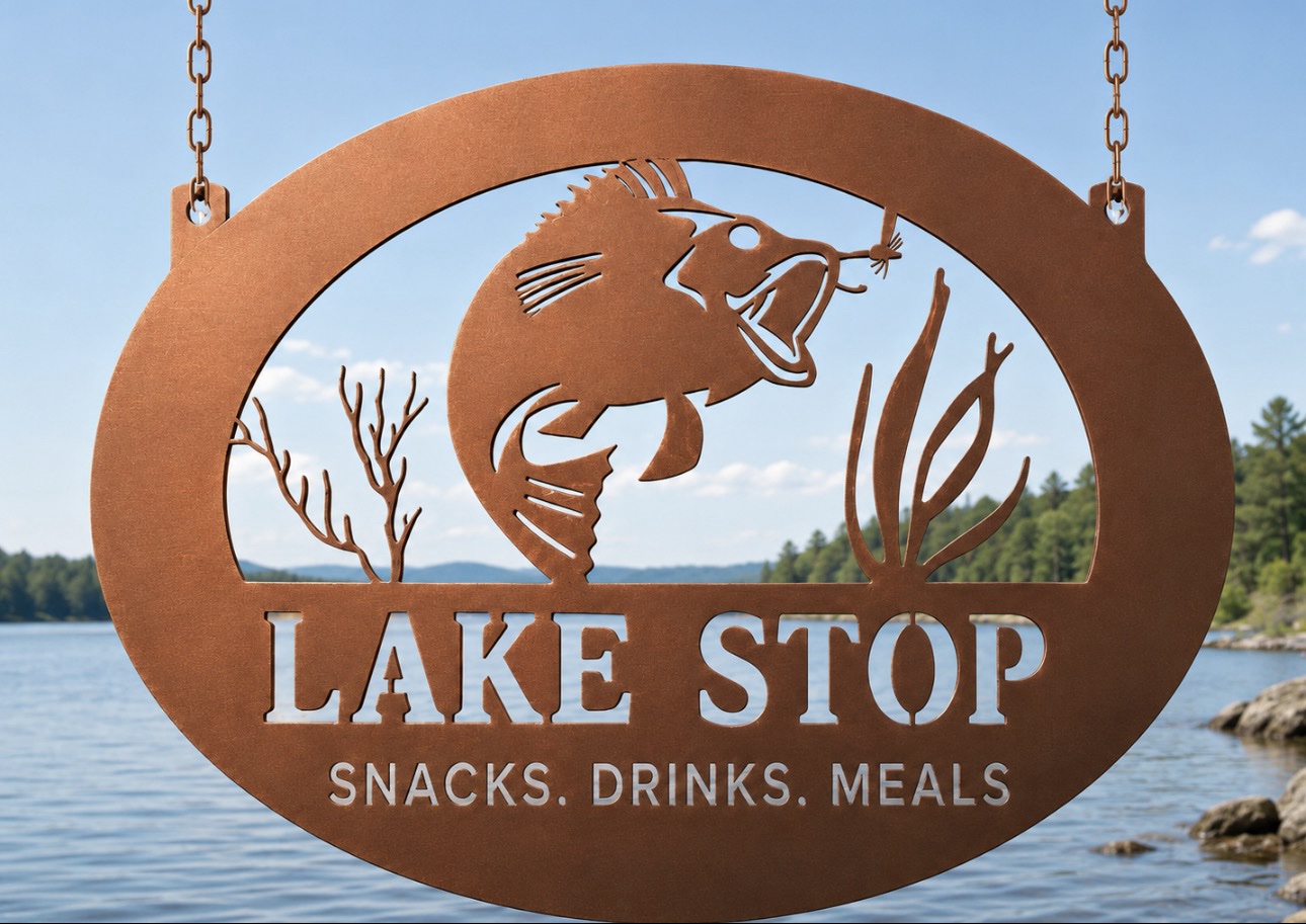 Personalized Metal jumping fish sign, GONE Fishing sign Fisherman personalized sign