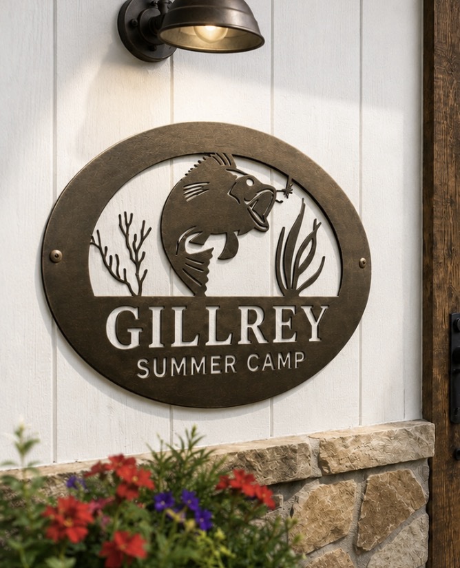 Personalized Metal jumping fish sign, GONE Fishing sign Fisherman personalized sign - Image 3