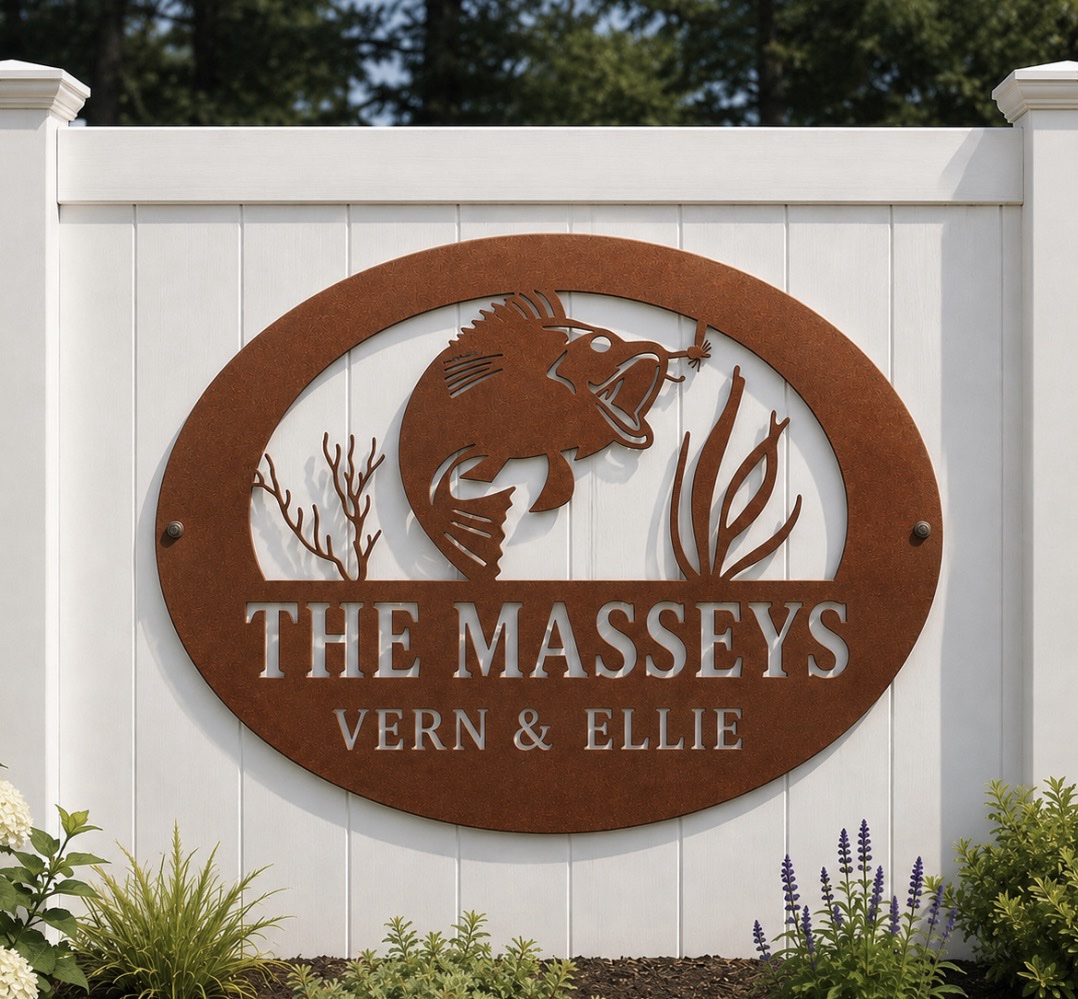 Personalized Metal jumping fish sign, GONE Fishing sign Fisherman personalized sign - Image 4