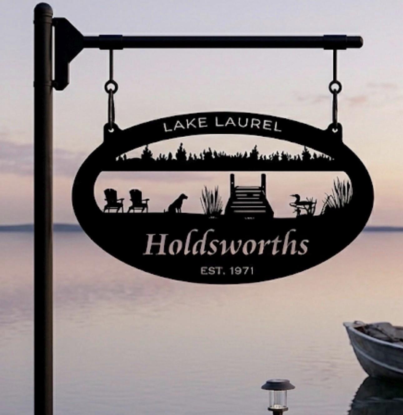 Metal lake fish Sign LAKE DOCK fish sign lake sign customized with your name - Image 4