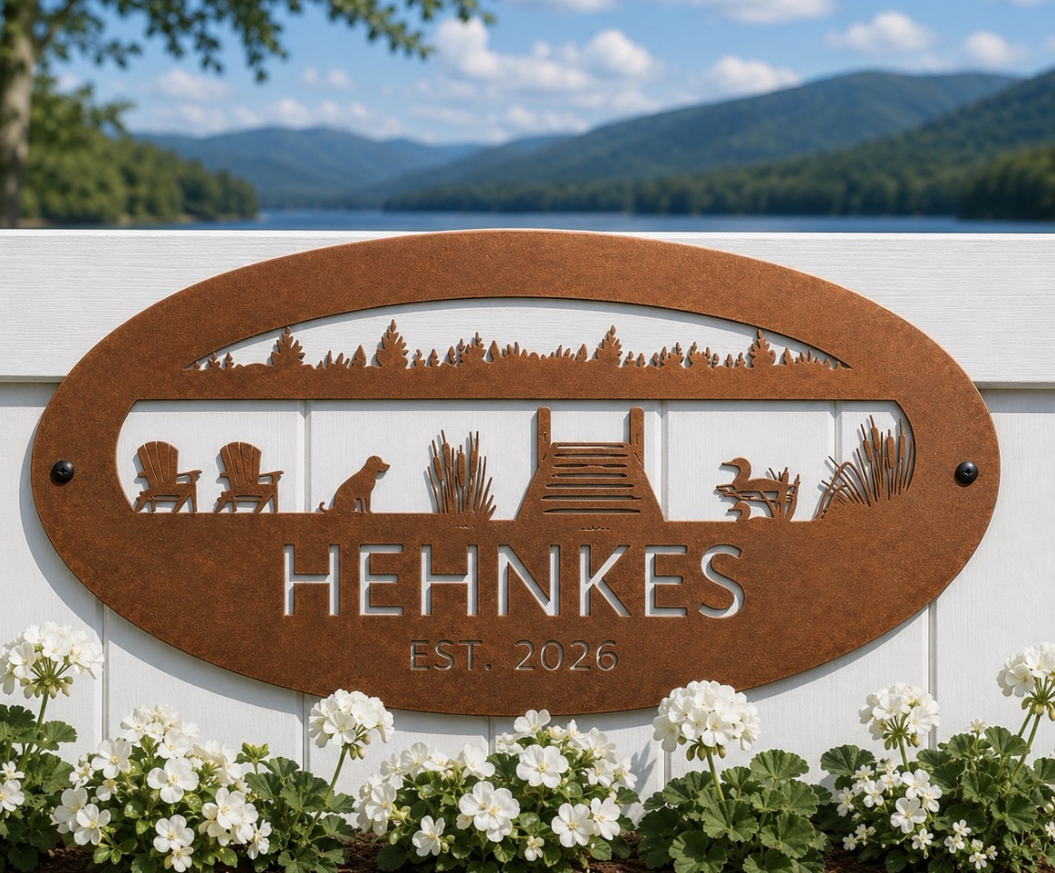 Metal lake fish Sign LAKE DOCK fish sign lake sign customized with your name - Image 3
