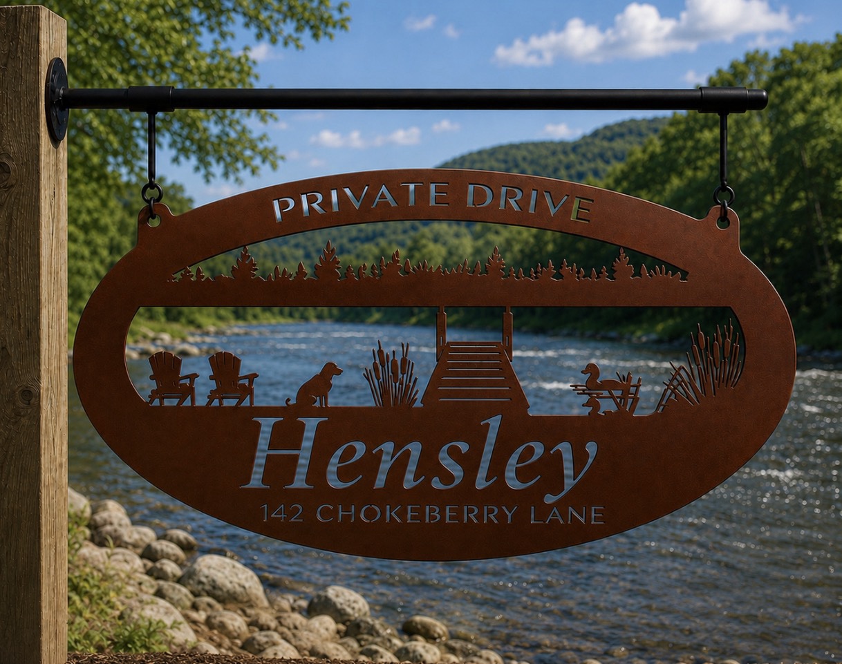 Metal lake fish Sign LAKE DOCK fish sign lake sign customized with your name - Image 2
