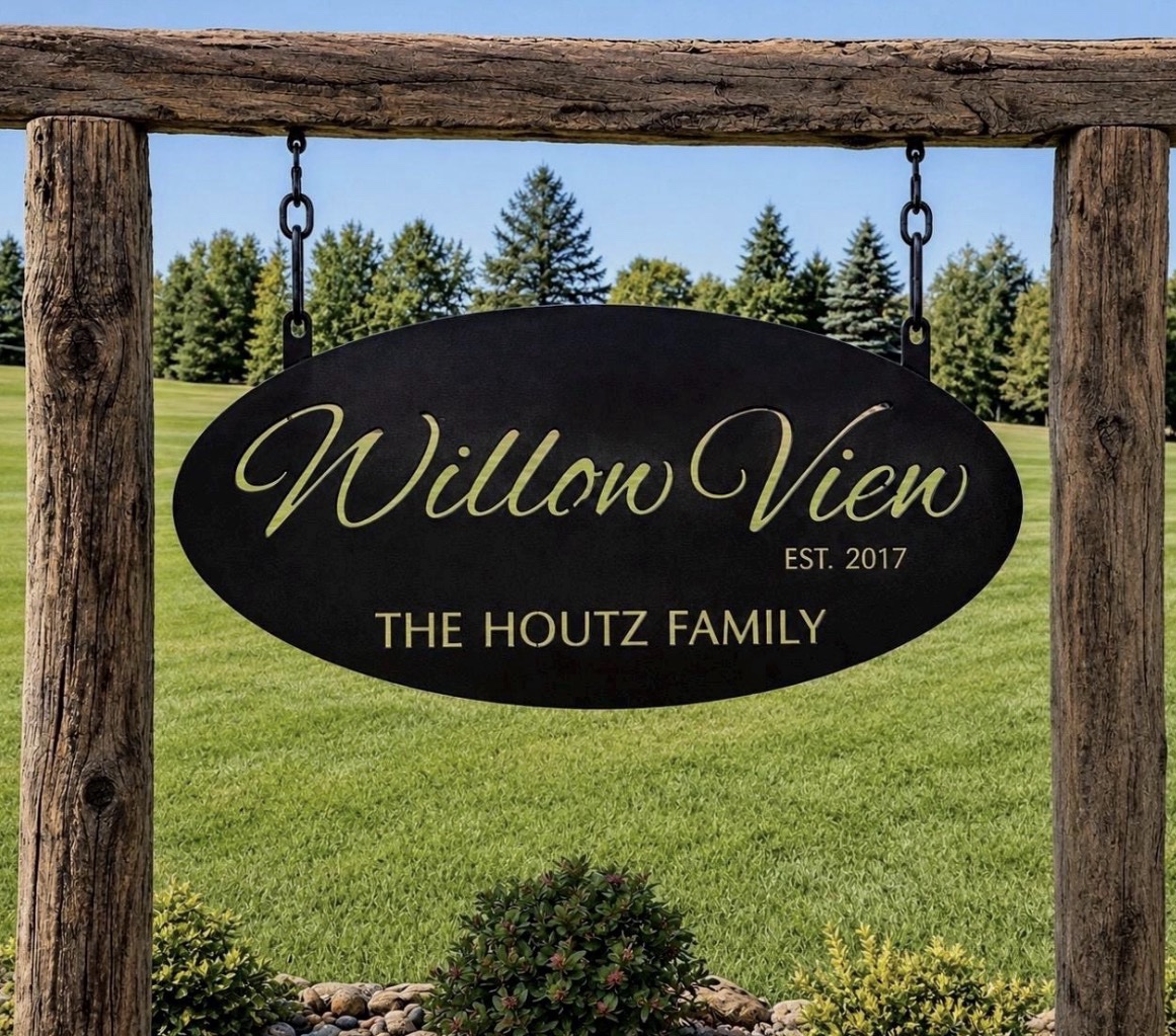 Metal Address Sign Custom House Number Plaque Personalized Name Oval Metal Family Sign Laser Cut Outdoor Entrance Rustic Farmhouse Sign