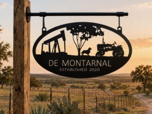 Metal Oil Derek sign, oilfield sign with tractor dog personalized