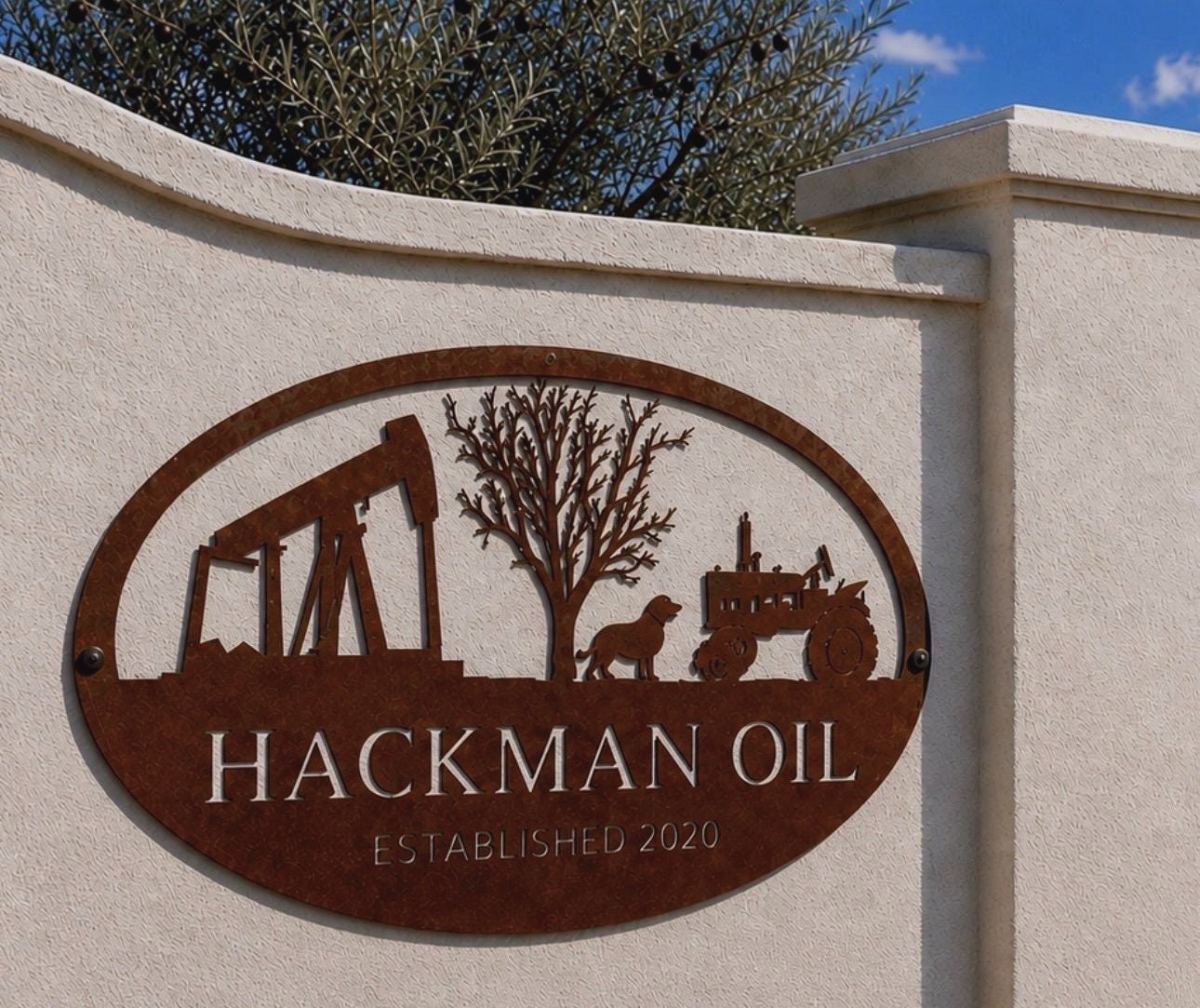 Metal Oil Derek sign, oilfield sign with tractor dog personalized - Image 4