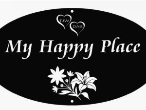 My Happy Place sign in black