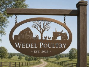 Custom Farm Sign Metal Tractor Barn Entrance Personalized Name Chicken Coop Rustic Homestead Scene Farmhouse Gift Ranch