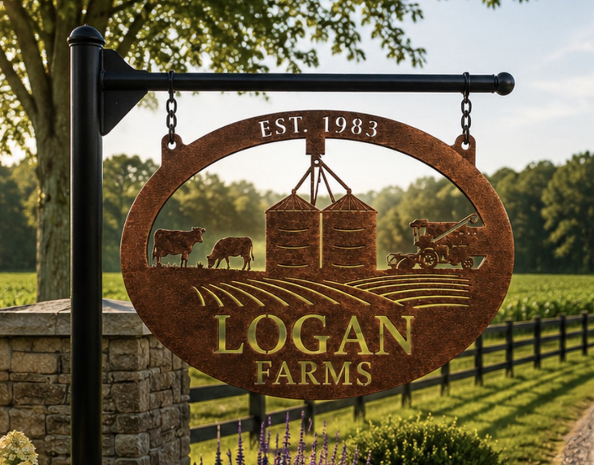 GRAIN BIN COMBINE FARM SIGN, grain bin cow sign, farm sign - Image 5