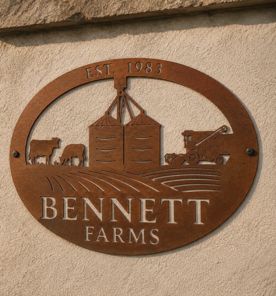 GRAIN BIN COMBINE FARM SIGN, grain bin cow sign, farm sign - Image 2