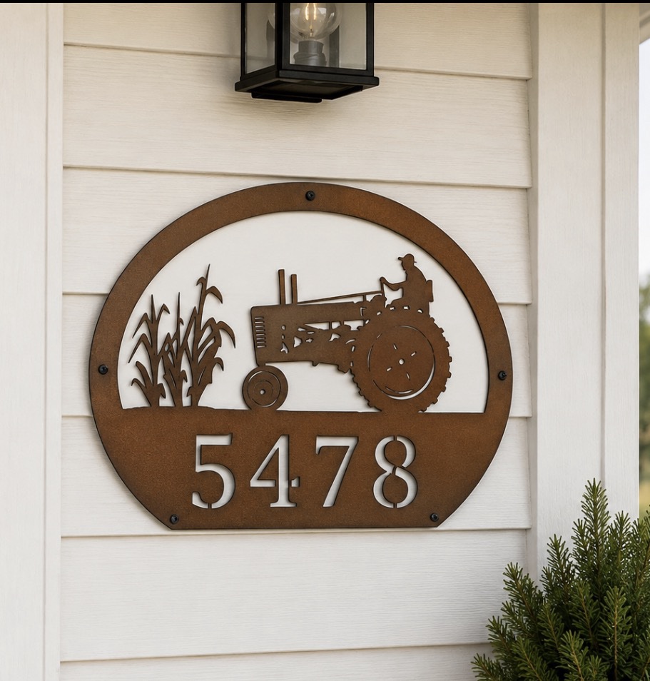 Metal FARM sign with corn stalks and old JOHN DEERE tractor - Image 5