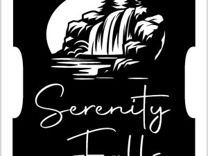 Waterfall sign in metal