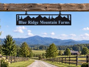 Blue Ridge Mountain Farm sign in black